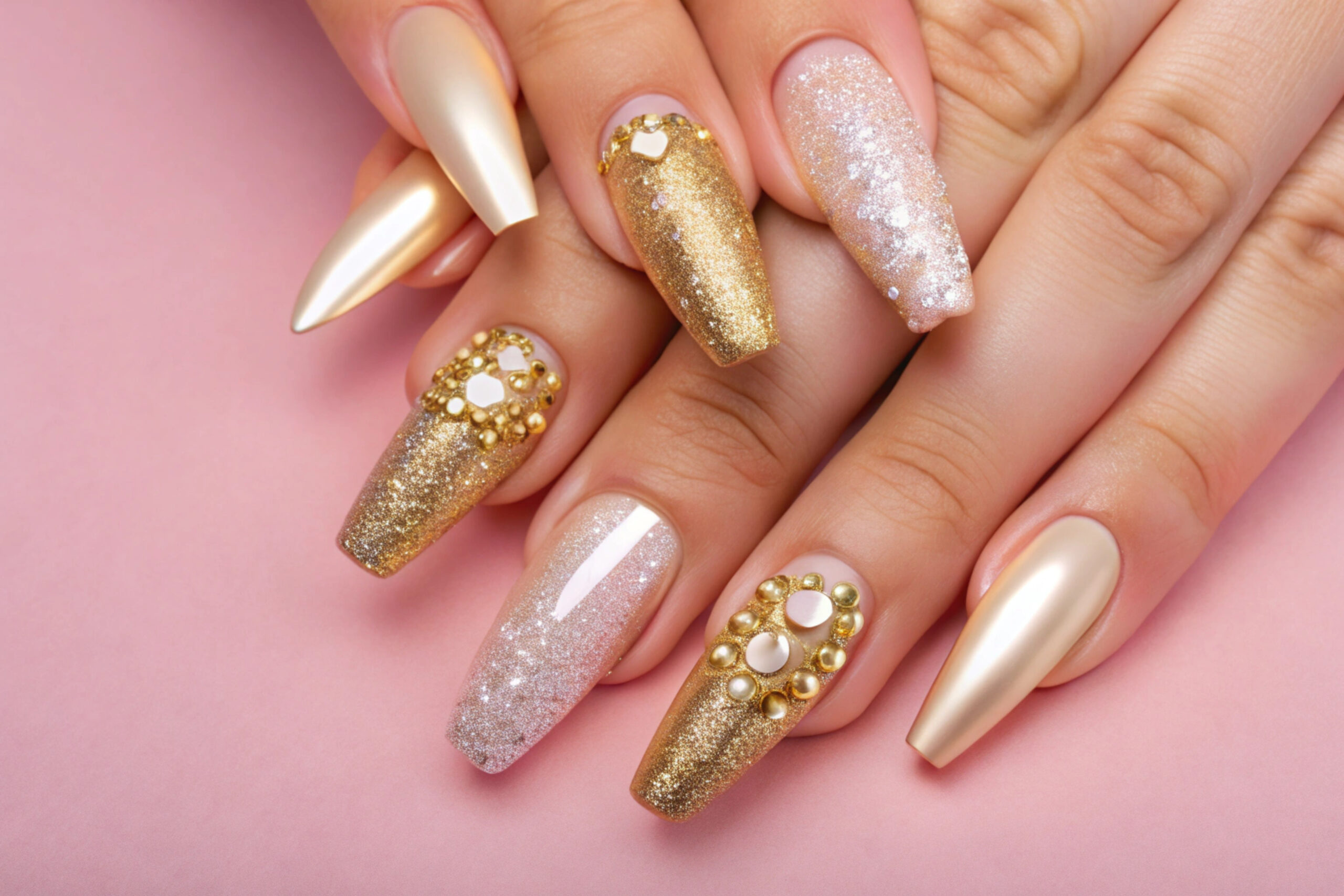 womans-nails-with-glittery-design-glittery-nails